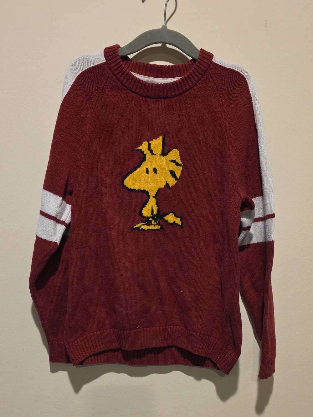 Janie And Jack Maroon Graphic Crewneck Sweater with Yellow Motif Size 6 Peanuts